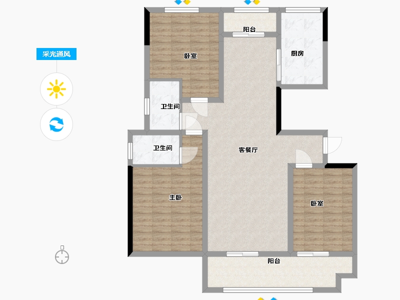 山东省-菏泽市-曹州一号-117.11-户型库-采光通风