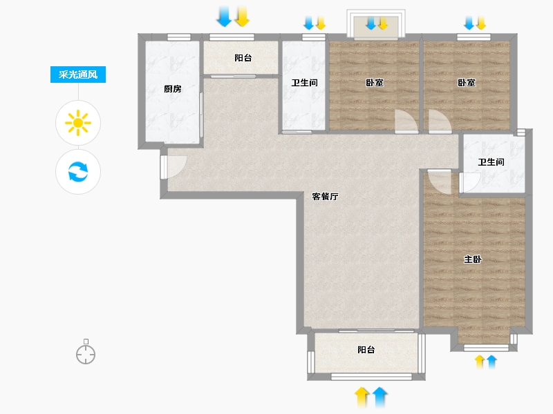 河北省-石家庄市-瑞城-104.00-户型库-采光通风