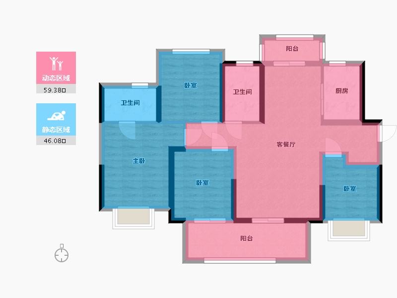 四川省-宜宾市-绿地城际空间站-97.60-户型库-动静分区