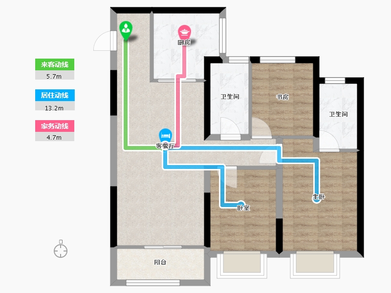 甘肃省-兰州市-绿城诚园-89.62-户型库-动静线