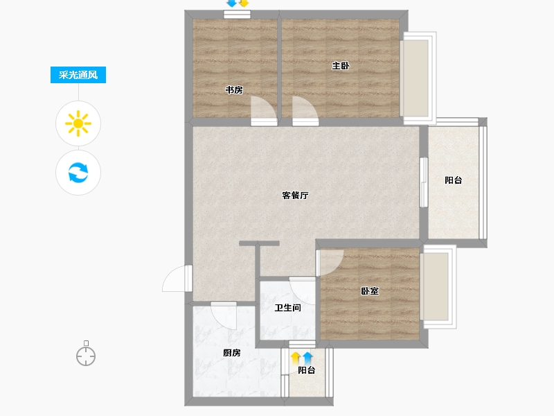 云南省-昆明市-隆盛华府-78.00-户型库-采光通风