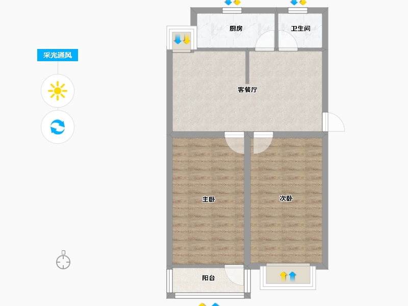 浙江省-杭州市-环西新村-62.00-户型库-采光通风