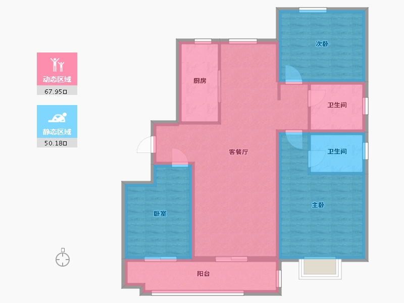 山东省-聊城市-世家如意府-105.60-户型库-动静分区