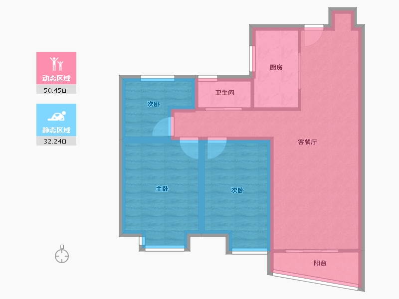 安徽省-合肥市-蜀南庭苑(南新庄社区北区)-73.37-户型库-动静分区