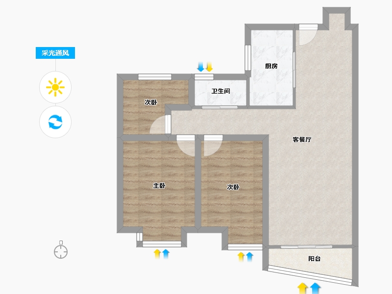 安徽省-合肥市-蜀南庭苑(南新庄社区北区)-73.37-户型库-采光通风