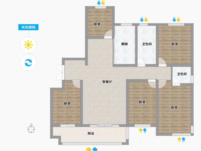 山东省-临沂市-房源印象雅园-131.99-户型库-采光通风