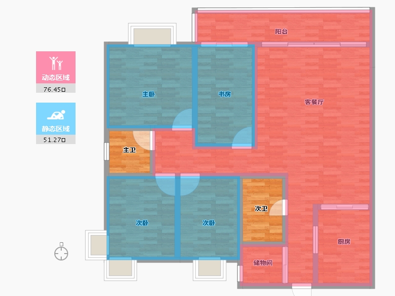 广西壮族自治区-南宁市-广西日报社-住宅区-124.11-户型库-动静分区