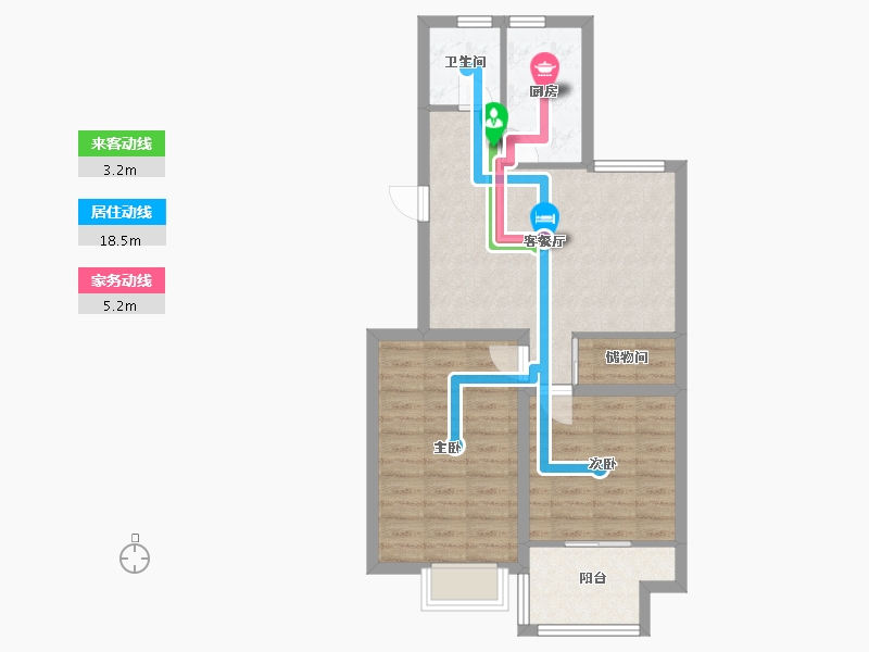 浙江省-杭州市-昆仑红苹果-66.78-户型库-动静线