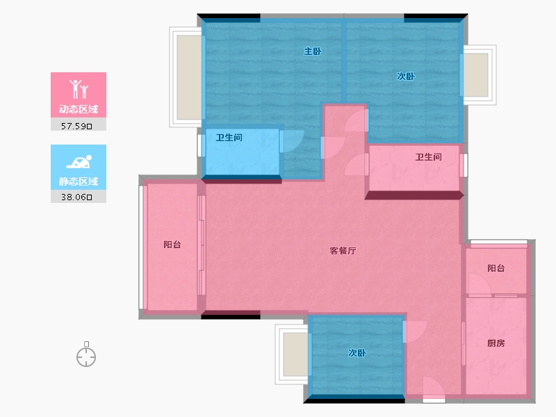 广东省-梅州市-水岸帝景-86.40-户型库-动静分区