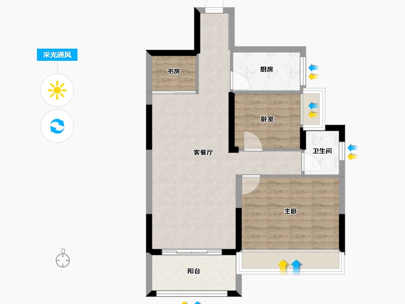 广西壮族自治区-南宁市-翠湖名都-69.45-户型库-采光通风