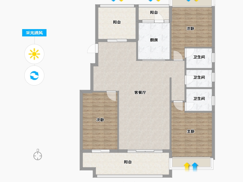 广东省-肇庆市-天玺御璟-125.57-户型库-采光通风