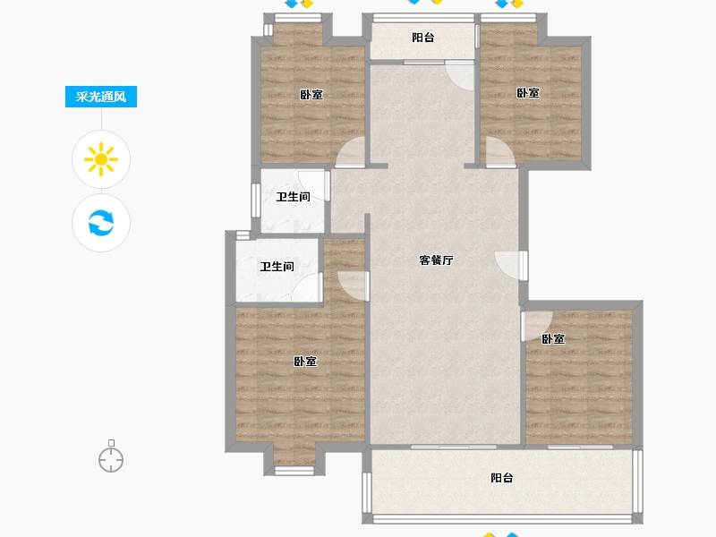 安徽省-马鞍山市-中丞国宾府-104.87-户型库-采光通风