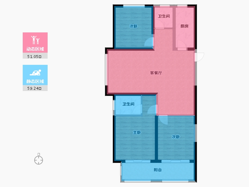 山东省-菏泽市-澳泽幸福里-99.80-户型库-动静分区