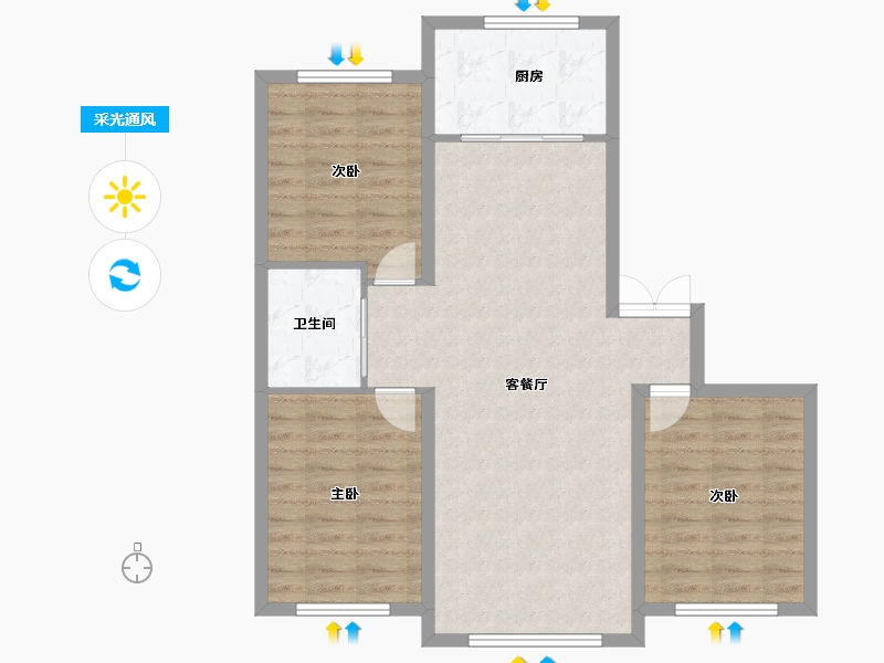 吉林省-长春市-龙翔御府-95.93-户型库-采光通风