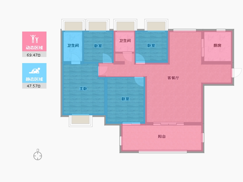 江苏省-宿迁市-碧桂园翘楚棠-113.60-户型库-动静分区