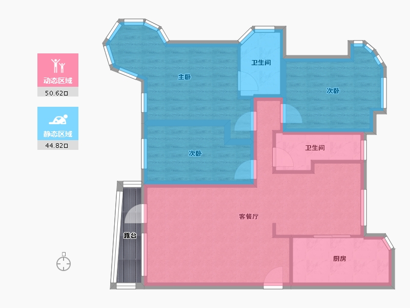 辽宁省-大连市-壹品星海-88.23-户型库-动静分区