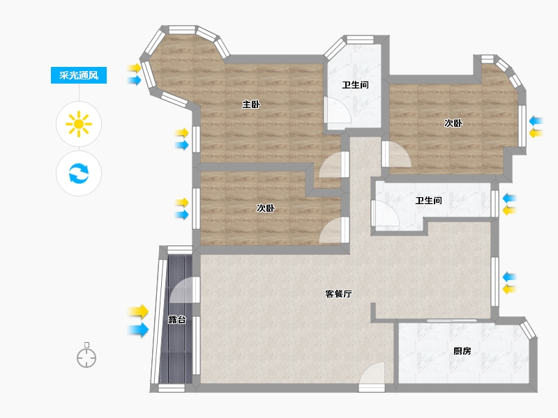 辽宁省-大连市-壹品星海-88.23-户型库-采光通风