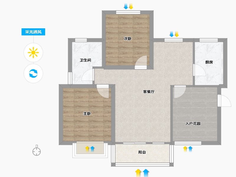 安徽省-合肥市-临滨苑-70.69-户型库-采光通风