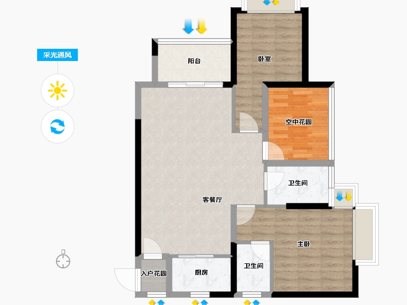 广西壮族自治区-南宁市-天湖御林湾-80.56-户型库-采光通风