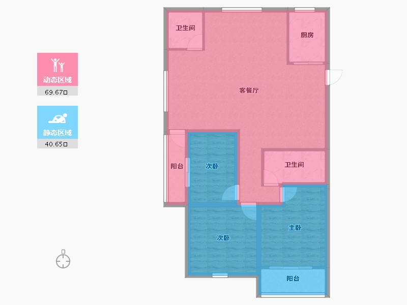 浙江省-杭州市-昆仑红苹果-99.60-户型库-动静分区