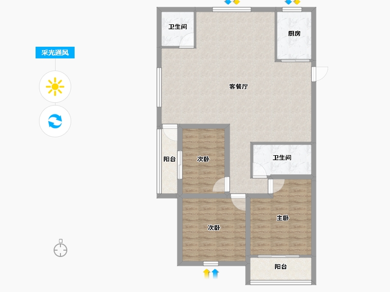 浙江省-杭州市-昆仑红苹果-99.60-户型库-采光通风