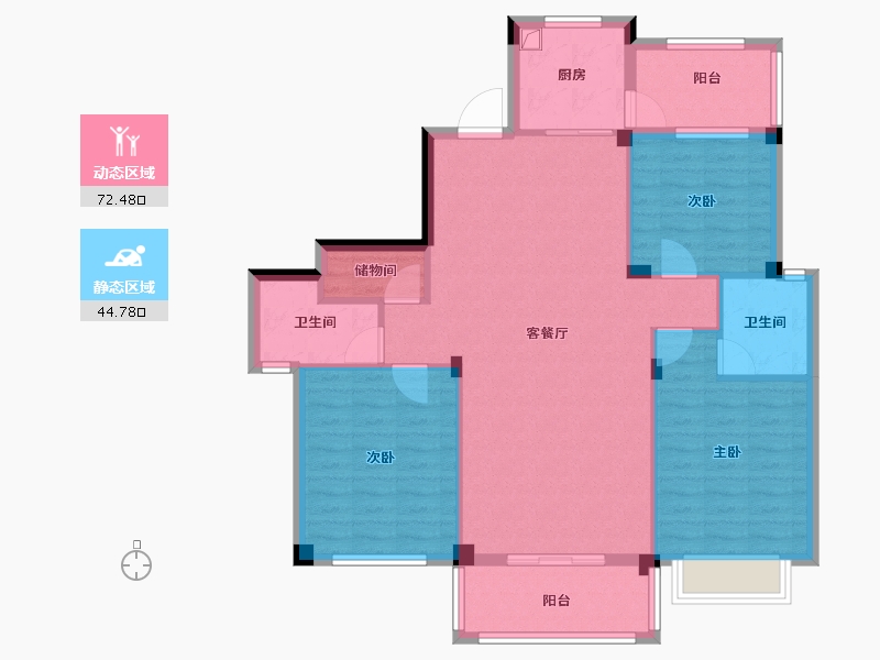 浙江省-宁波市-白金湾-106.30-户型库-动静分区