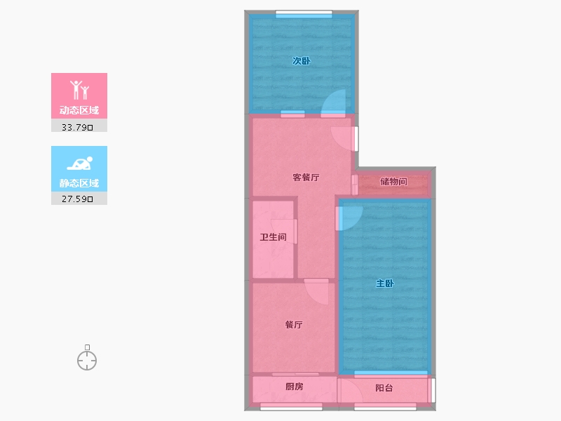 辽宁省-大连市-天源山庄-53.38-户型库-动静分区