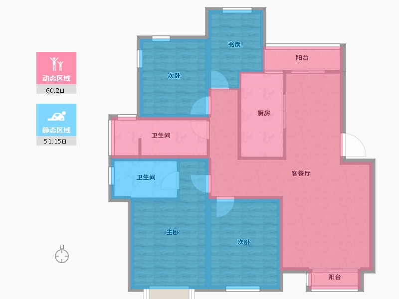 浙江省-宁波市-联丰玫瑰苑-99.15-户型库-动静分区