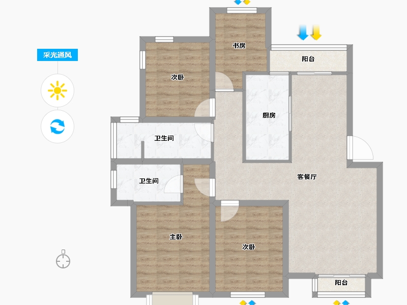 浙江省-宁波市-联丰玫瑰苑-99.15-户型库-采光通风