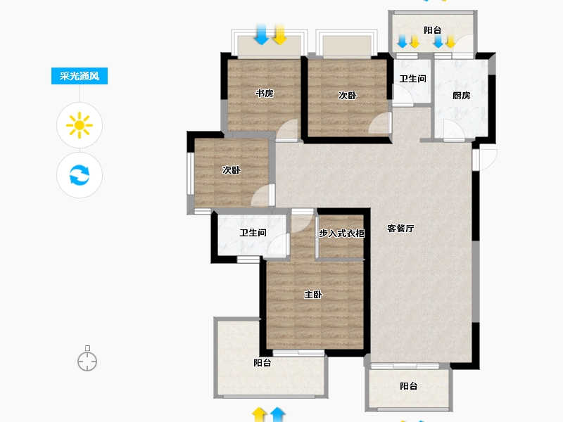 广西壮族自治区-南宁市-光明城市-106.69-户型库-采光通风