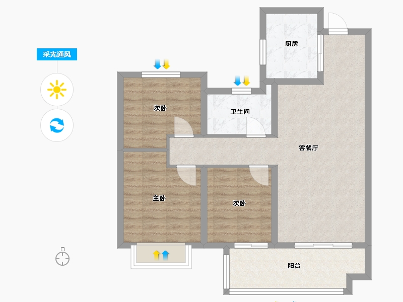 安徽省-合肥市-保利和光尘樾-80.00-户型库-采光通风