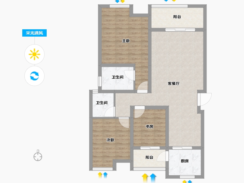 四川省-南充市-宏凌山水城-89.96-户型库-采光通风