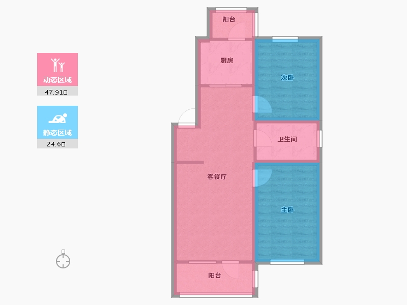 辽宁省-大连市-启新逸园-64.32-户型库-动静分区