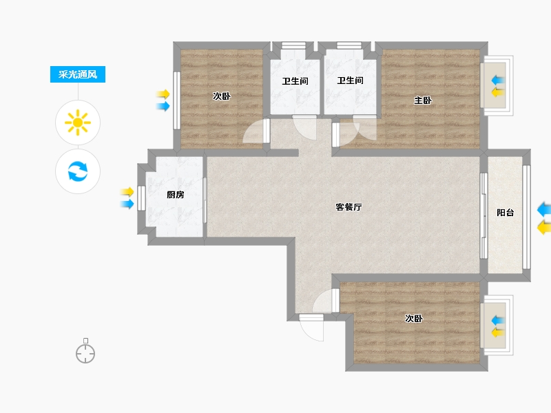 河北省-邢台市-华悦城-104.00-户型库-采光通风