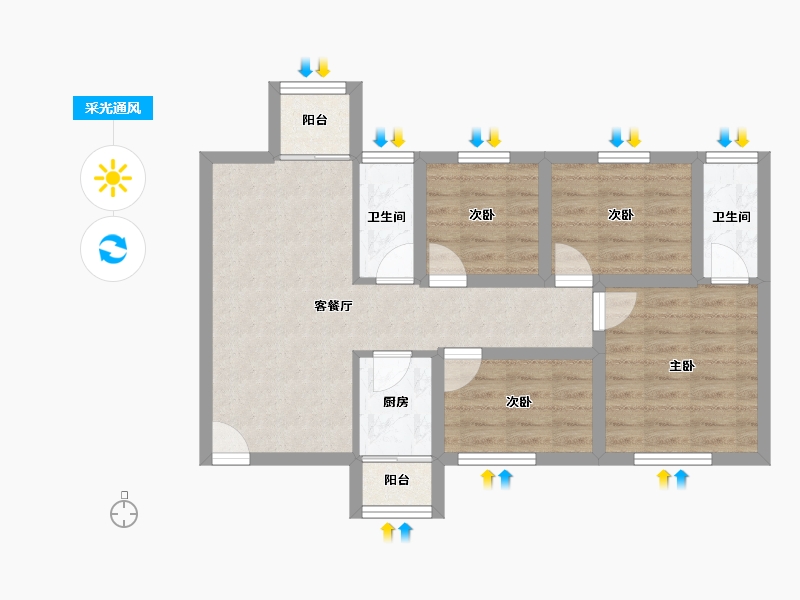 广东省-深圳市-宝利豪庭-67.59-户型库-采光通风