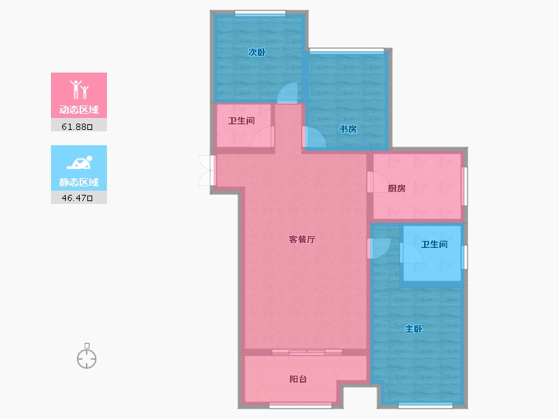 陕西省-榆林市-河汇雅苑-96.86-户型库-动静分区