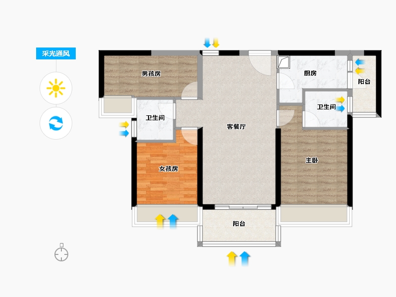 广东省-惠州市-碧桂园山河城-83.17-户型库-采光通风