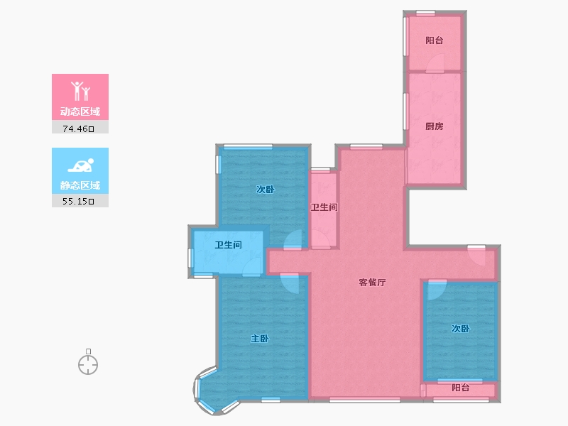 辽宁省-大连市-壹品星海-115.76-户型库-动静分区