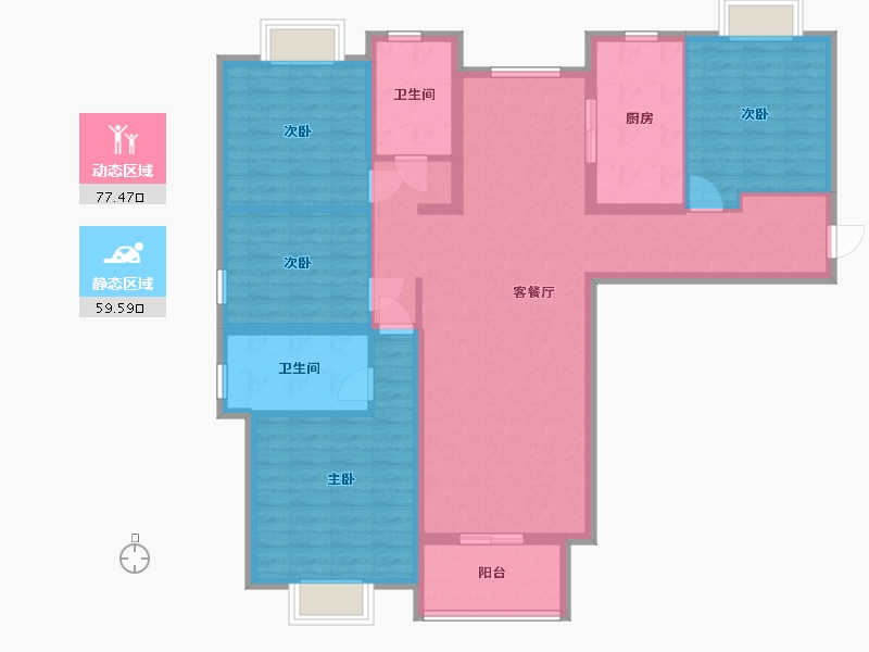 上海-上海市-瑞虹新城瑧庭-124.80-户型库-动静分区