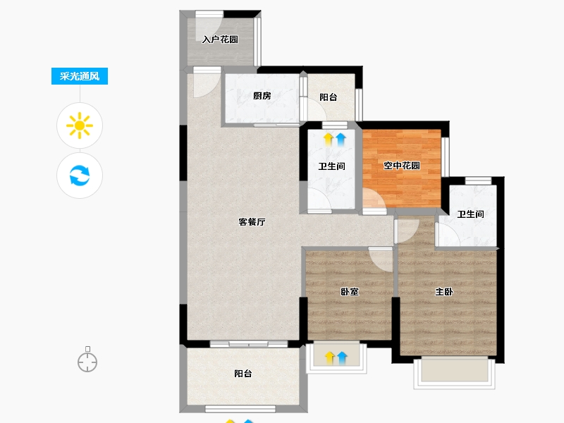 广西壮族自治区-南宁市-天湖御林湾-83.78-户型库-采光通风