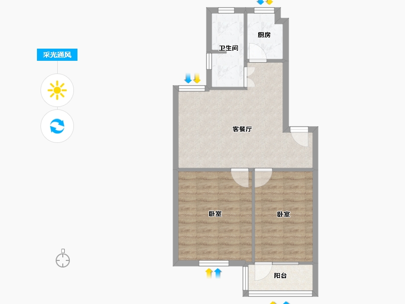 安徽省-马鞍山市-人民新村-56.33-户型库-采光通风