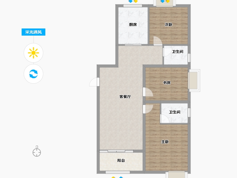 江苏省-泰州市-久源尚郡-100.76-户型库-采光通风