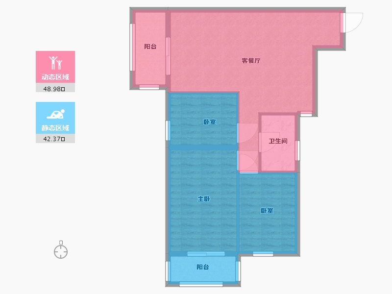 北京-北京市-万泉寺东路9号院-90.15-户型库-动静分区