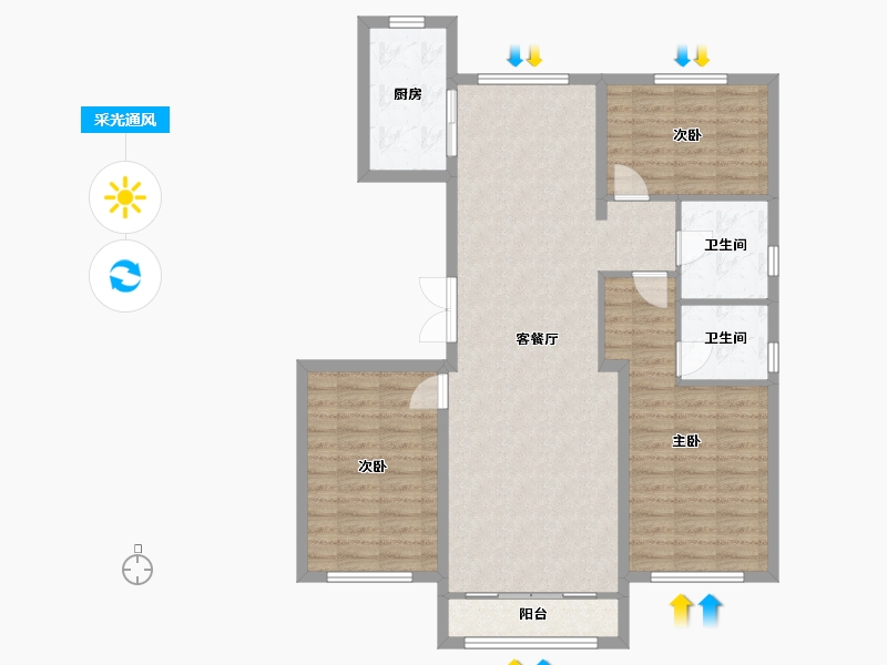 山西省-大同市-上华琚-111.96-户型库-采光通风