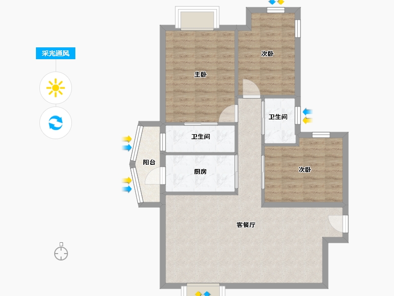 广东省-深圳市-皇御苑-80.33-户型库-采光通风