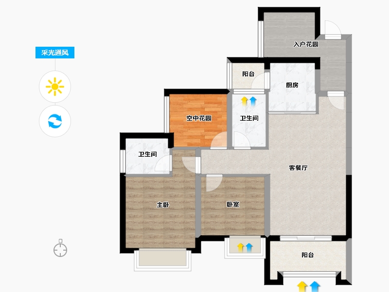 广西壮族自治区-南宁市-天湖御林湾-85.88-户型库-采光通风