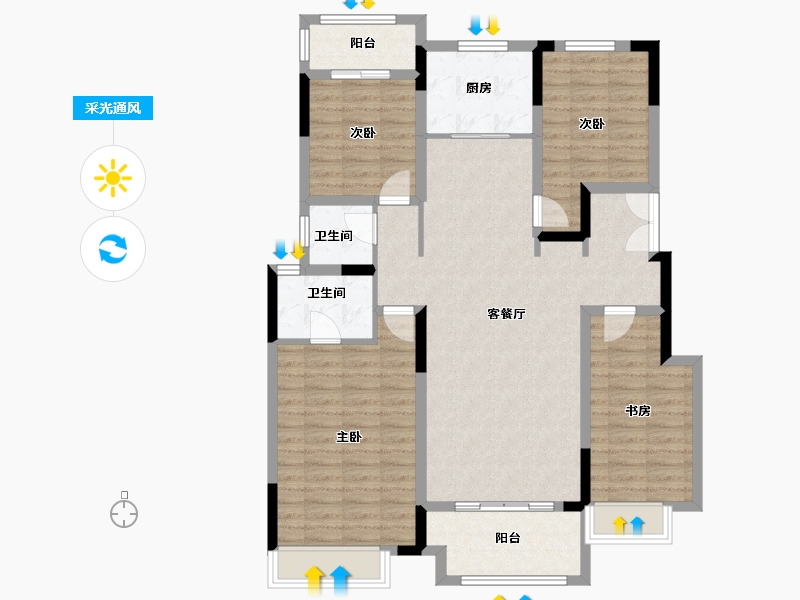 河南省-开封市-橄榄城-124.00-户型库-采光通风