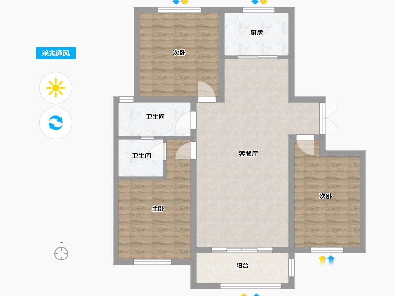 河北省-沧州市-中央公园-95.00-户型库-采光通风