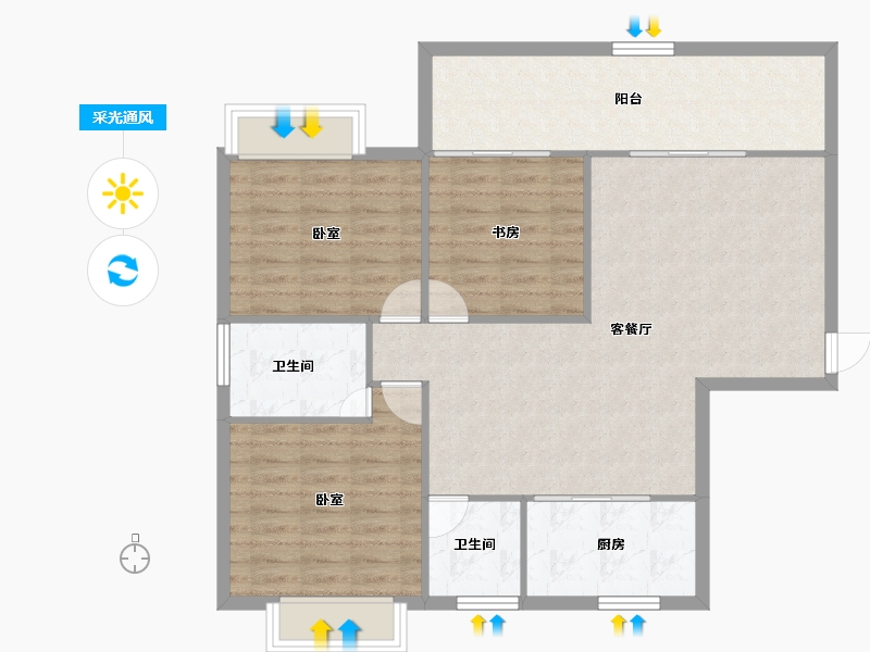 广西壮族自治区-南宁市-翠湖名都-100.65-户型库-采光通风