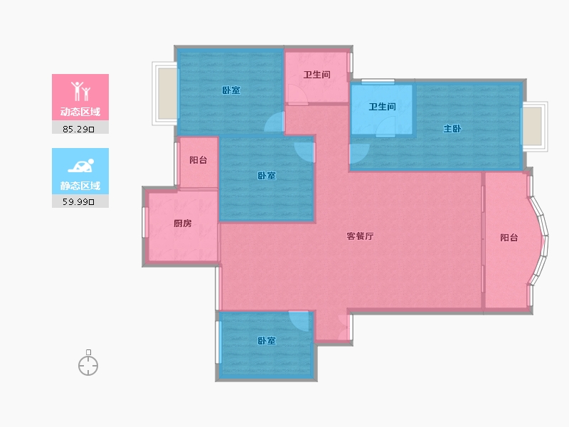 湖南省-常德市-锦都豪苑-134.78-户型库-动静分区